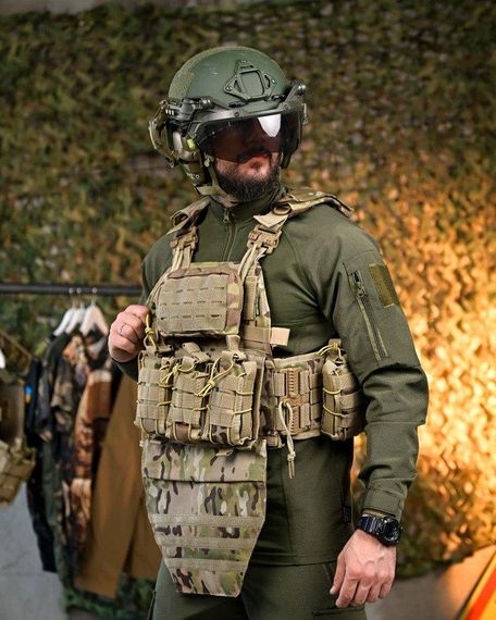 Плитоноска 4 швидких скидання з наплечником Cordura мультикам ПП7890 | Зображення 1