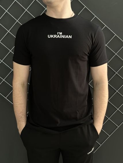 Комплект 3 в 1 Демісезонний спортивний костюм I'm Ukrainian кофта на змійці хакі + чорні штани (двонитка) + Футболка чорна I'm U | Зображення 3
