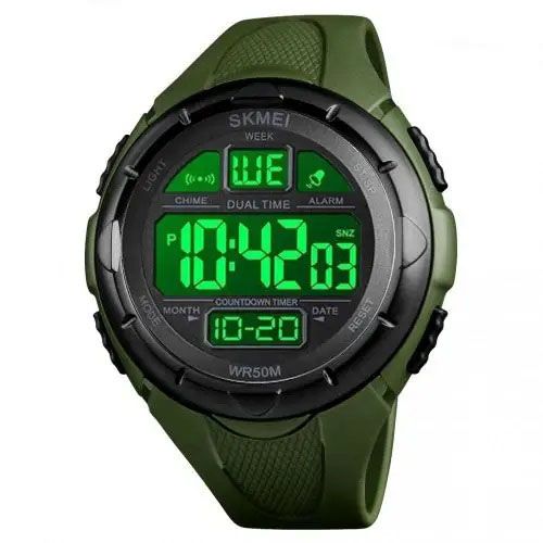 Годинник наручний чоловічий SKMEI 1656GN ARMY GREEN, годинник наручний електронний тактичний. Колір: зелений | Зображення 1
