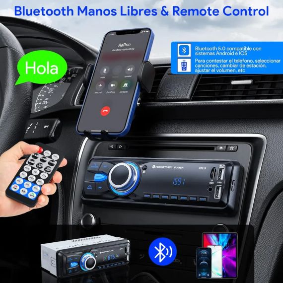 Автомобільна магнітола Chismos Coche Bluetooth N2215 з FM-радіо, USB, AUX, пультом ДУ | Зображення 6
