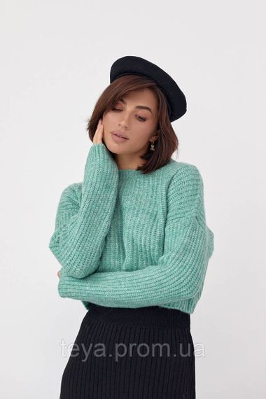 В'язаний укорочений джемпер oversize колір м'ятний FL_000858 | Зображення 8