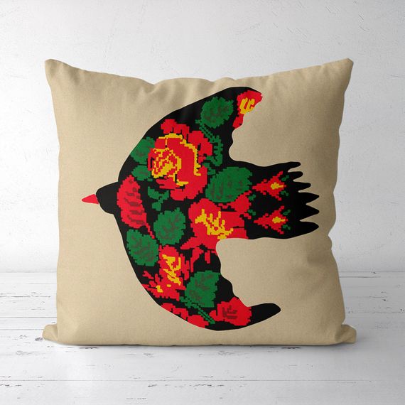 Подушка декоративная Soft Вишивка птаха 45x45 см (45PST_23J003)