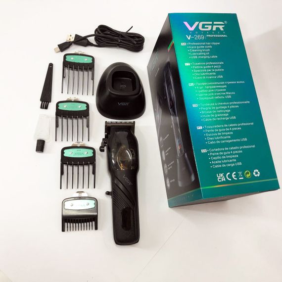 Машинка для стрижки волосся VGR V-269 (професійна) з дисплеєм та 4 насадками, окантувальна машинка | Зображення 4