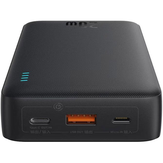 Павербанк Baseus Airpow 20000 mAh, швидка зарядка 20W QC3.0 PD3.0, USB + Type‑C, чорний | Зображення 1