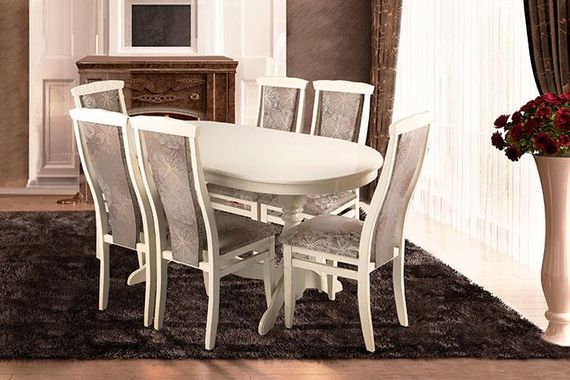 Деревянный раскладной овальный стол Говерла, слоновая кость 160-200х90 см | Зображення 1