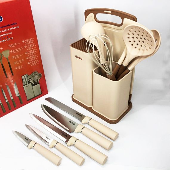 Кухонные наборы на подставке Magio MG-1097I, Набор силиконовых форм для кухни, Кухонные AQ-236 приборы силикон | Зображення 9