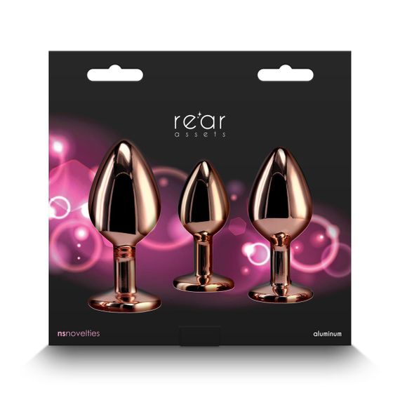 Набір анальних пробок NS Novelties Rear Assets - Trainer Kit - Rose Gold - Pink Gem Sex Aura | Зображення 3