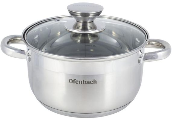 Каструля Ofenbach Casserole з нержавіючої сталі 3400мл зі скляною кришкою