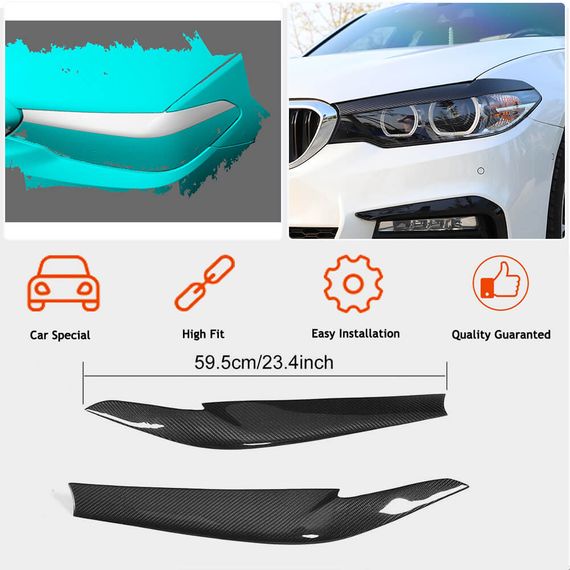 Реснички на Фары Сухой Карбон (2017-2020) для BMW 5 серия G30/31 | Зображення 1