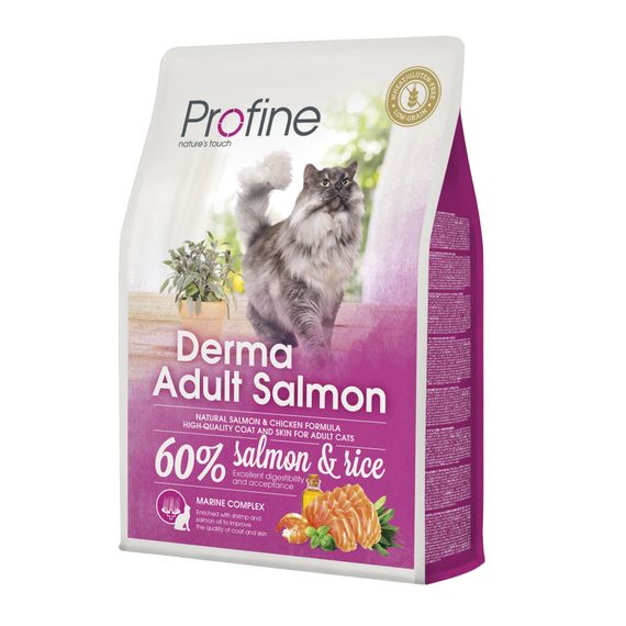 Корм Profine Cat Derma сухой с лососем для красоты шерсти у взрослых котов 2 кг