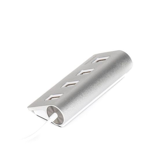 Хаб USB 2.0 Type-A HU2A-4P-01 на 4 порти, метал, сріблястий | Зображення 1