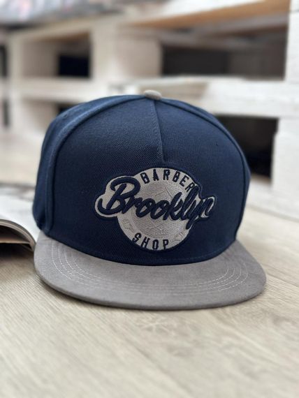 Кепка снепбек (Snapback)  Brooklyn Barber Shop Сірий з синім 56-61р (9023) | Зображення 6