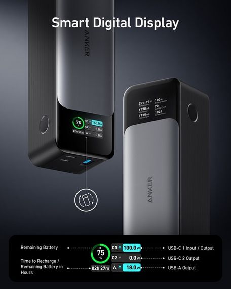 Портативний зарядний пристрій Anker PowerCore 737 GaNPrime 24000 mAh Black | Зображення 2
