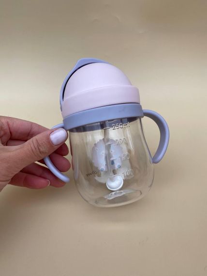 Поїльник непроливайка з трубочкою і грузиком вівця рожевого кольору 250мл | Зображення 2