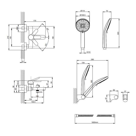 Змішувач латунний для ванни Lidz Astra 006 (з душовим гарнітуром) (k35) LDAST006CRM48087 Chrome | Зображення 1