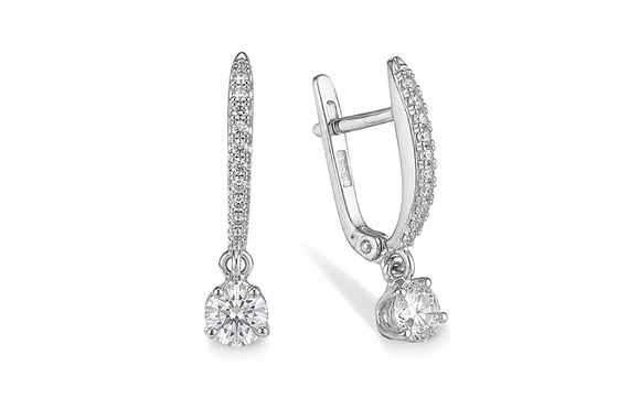 Серьги из белого золота  с  бриллиантами S-0408 | Зображення 1