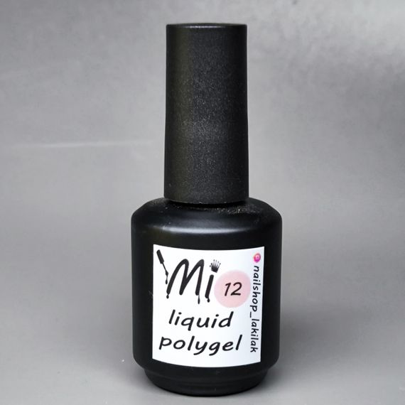 Рідкий полігель Мі #12 молочно-рожевий 15мл (пляшка з пензликом)