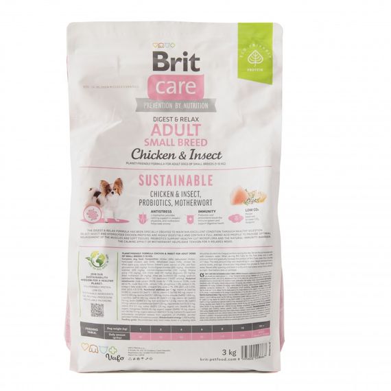 Корм сухий Brit Care Dog Sustainable Adult Small Breed для собак малих порід з куркою та комахами 3 кг | Зображення 6