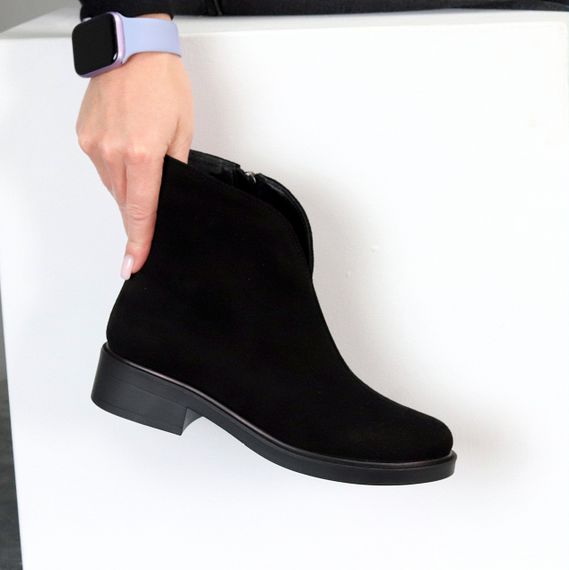 Шикарные черные ботинки натуральная замша стильный минимализм | Зображення 1