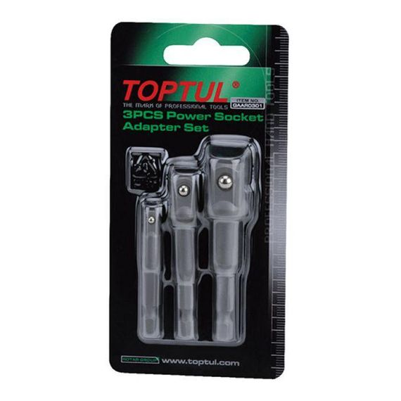 Набір перехідників під шурупокрут 1/4" 3 од. TOPTUL (1/4", 3/8", 1/2") GAAR0301 | Зображення 1