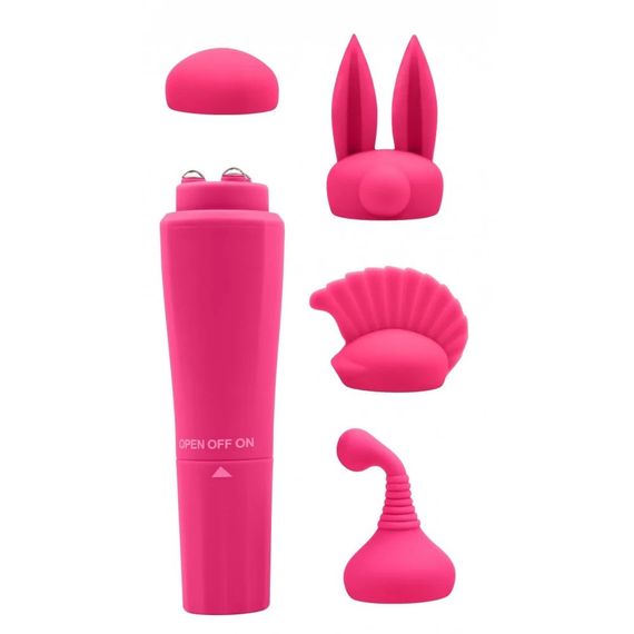 Вібратор для клітора з насадками Chisa Sweet Breeze, рожевий, 10 х 2.6 см Sex Aura