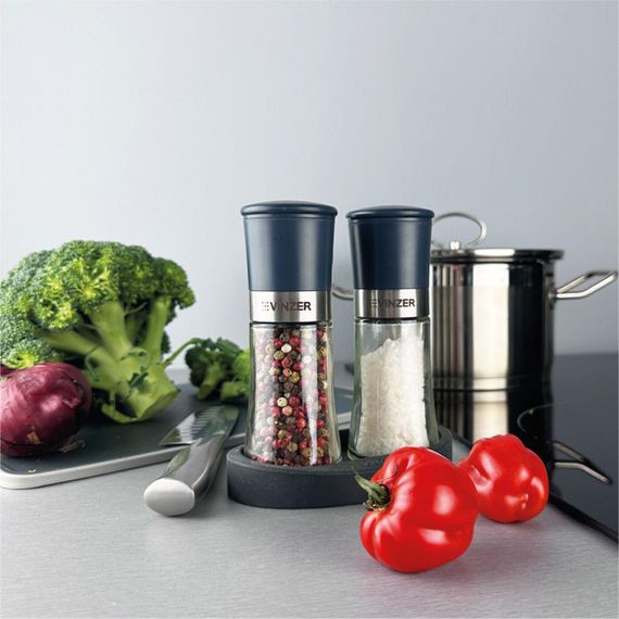 Набір млинів для солі та перцю Vinzer 50195, 2 шт, керамічні жорнова, силіконова підставка | Зображення 7