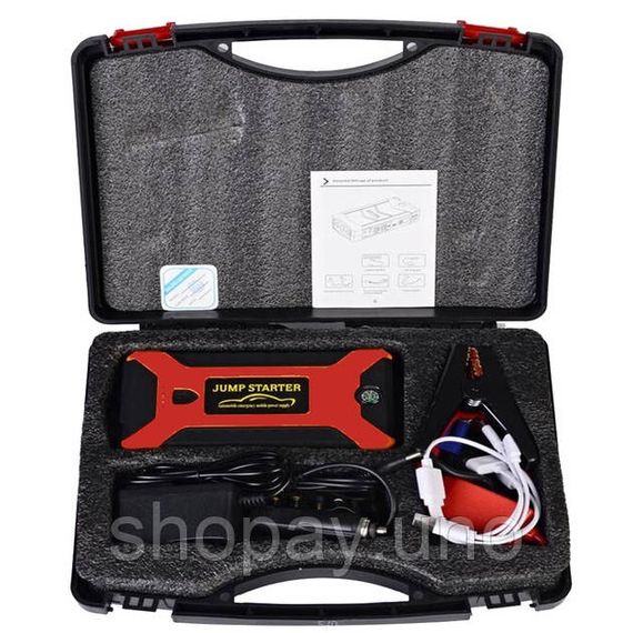 Пускозарядний пристрій червоний JUMP STARTER JX27 WITH PUMP 99800 мАг • Автомобільний стартовий блок з компресором та зарядкою | Зображення 3
