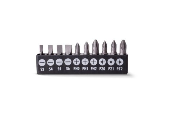 Набор насадок LT 25 мм 10 шт. S3/S4/S5/S6/PH0/PH1/PH2/PZ0/PZ1/PZ2 (501-110)