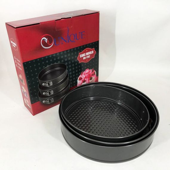Металева форма для випікання набір Unique UN-1702 | Набір круглих форм роз'єму | WP-477 Жаростійка форма | Зображення 1