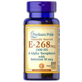 Витамин E Puritan's Pride Vitamin E 268 IU with Selenium 50 mcg 100 Softgels