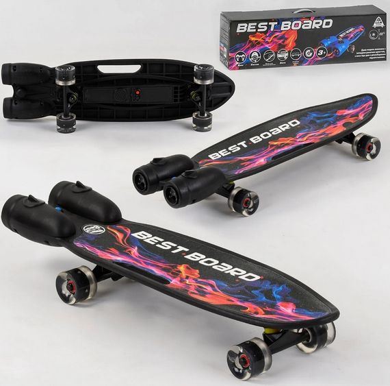 Скейтборд S-00501 Best Board, музика, дим, світло, USB зарядка, колеса PU, в коробці (6900066348877) | Зображення 1