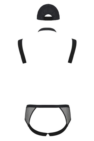 Комплект еротичної чоловічої білизни Passion 038 JOHN XXL/XXXL Black, боді, кепка sexstyle | Зображення 3