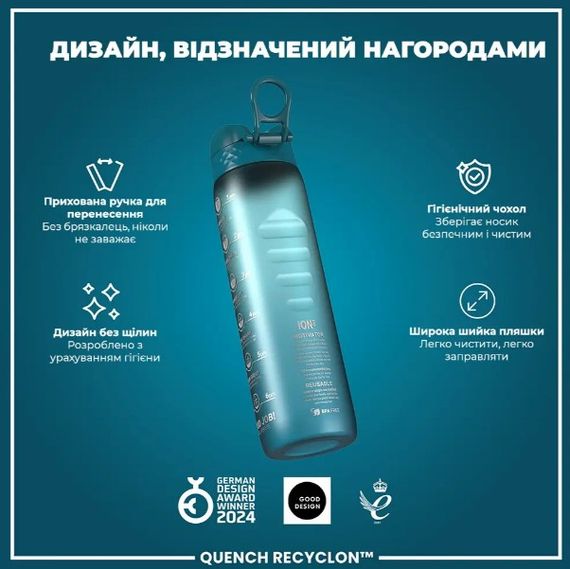 Пляшка для води ION8 1000 мл BPA Free Times To Drink (ЕКО пляшка) Teal & Blue (I8RF1000PTBMOT) | Зображення 3