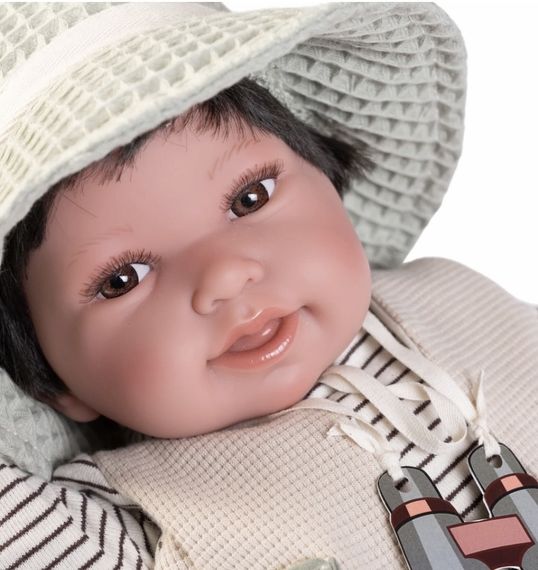 Испанская Виниловая Кукла Мальчик Реборн Antonio Juan Мягкий Пупс Путешественник со Спальным Мешком 42 см | Зображення 1