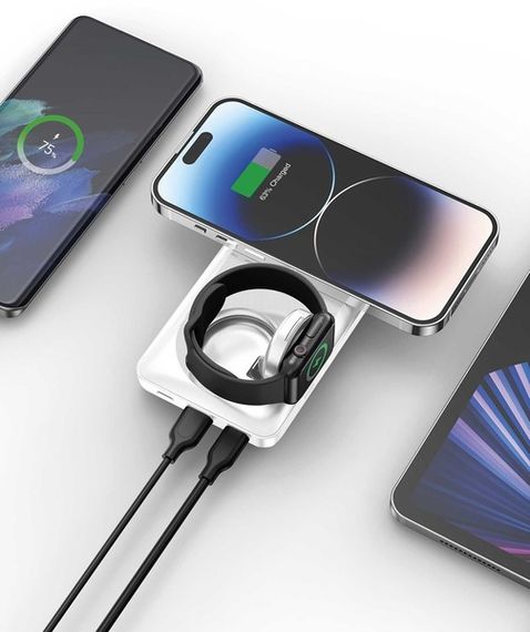 Портативний зарядний пристрій Yenkee YPB 510 - 10000 mAh PD 22,5W 3in1 Qi Wireless (White) | Зображення 3