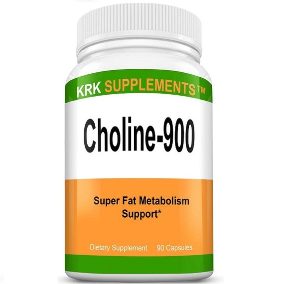 Комплекс для профилактики работы головного мозга Krk Supplements Choline-900 (Choline Bitartrate 900 mg) 90 Caps