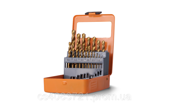 Набор сверл по металлу LT Р6М5 в металлическом кейсе титан 25 шт. 1-13 мм