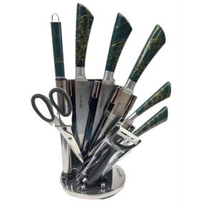 Набор кухонных ножей Rainberg RB-2499 8 предметов на вращающейся подставке Green OG-90