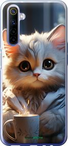 Чохол на Realme 6 Білий кіт "5646t-1913-2448"