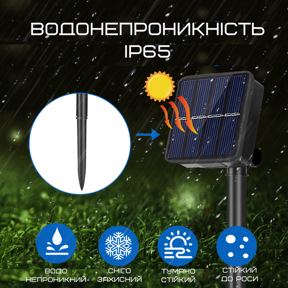 Гирлянда Для Сада  на Солнечной Батарее Светильники 12 м 100 Светодиодов 8 Режимов LED Лампочки Декоративные Водонепроницаемые с | Зображення 2