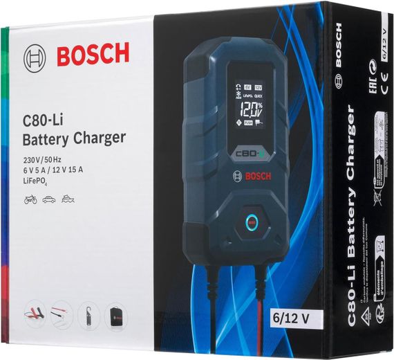 Зарядний пристрій для акумуляторів Bosch C80-LI 6/12V 15 A (0189921080) | Зображення 3