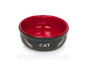 Миска для котів Nobby Cat керамічна чорно-червона Ø 13.5x5 см 240 мл 73387
