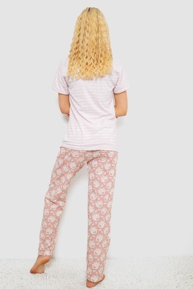 Пижама женская с принтом, цвет пудровый, 243R3696 | Зображення 3