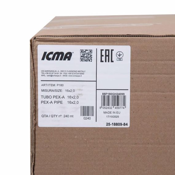 Труба для теплого пола Icma NoР180 PEX-A 3 слоя, 16×2 мм (240 м) 88P180GH24099 | Зображення 4