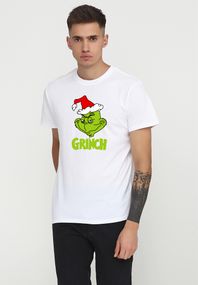 Футболка чоловіча біла з принтом "Грінч", 2XL