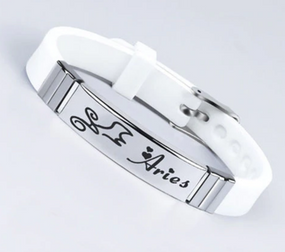 Силіконовий браслет Primo Zodiac - Aries (Овен) - White