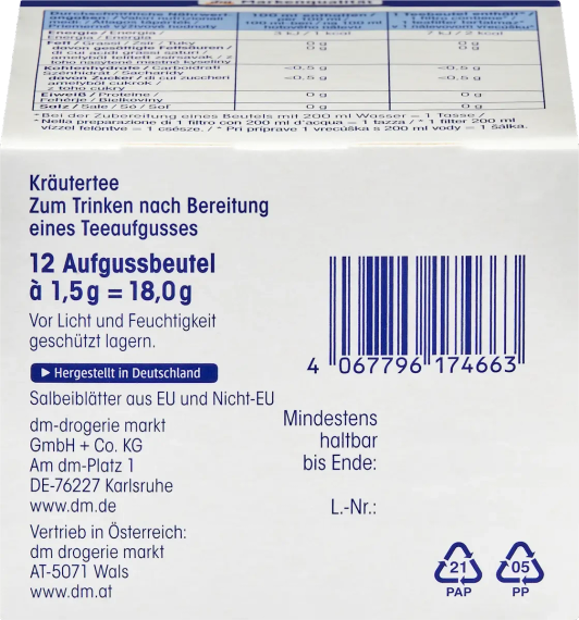 Шавлієвий чай Mivolis Salbei Kräutertee, 12 пакетиків | Зображення 4