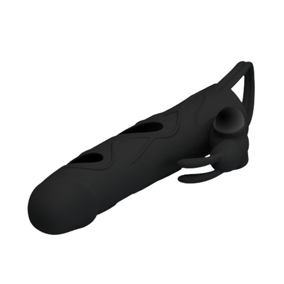 Насадка на член - Pretty Love Penis Sleeve With Ball Strap 5.5" Black | Зображення 3