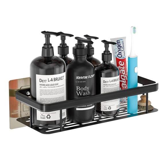 Металева полиця для ванної кімнати, 30х13х4,5 см, Bathroom shelf / Самоклеюча полиця органайзер / Поличка для ванни | Зображення 2