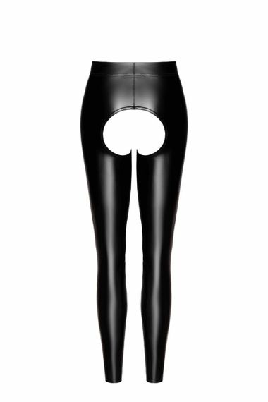 Леггинсы с открытым доступом, F304 Noir Handmade мокрый эффект, черные, размер M Sex Aura | Зображення 4